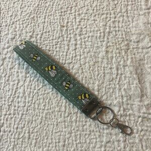 Homemade Bee Pattern Keychain Wristlet